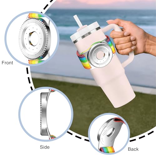 BAISRKE Magnetic Running Armband for MagSafe Case - 360° Rotatable Phone Grip with Adjustable Scent Compartment & Detachable Lanyard Compatible iPhone/Android (Rainbow & Rose-Gold) - color: Rainbow&RoseGold, size: Regular (fits Wrist/Armband up to 9")
