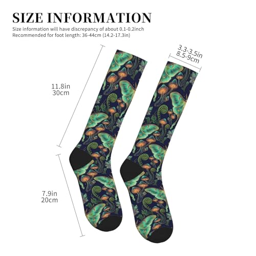 Witchy Moth Compression Socks For Women Men - color: Moth Mushrooms Crystals Green