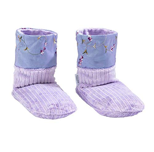 Sonoma Lavender Spa Booties, Microwavable Heated Slippers, Luxury Herbal Booties, Herbal Aromatherapy Foot Warmer - color: Embroidered Lavender, size: 10