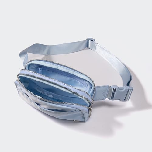 Pander Nylon Fanny Pack Belt Bag for Women with 5 Zipper Pockets - color: Windmill Blue