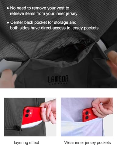 LAMEDA Cycling Jacket for Men Women, Windproof Lightweight Packable Cycling Windbreaker Bicycle Clothing Jacket - color: Black-plus, size: Medium