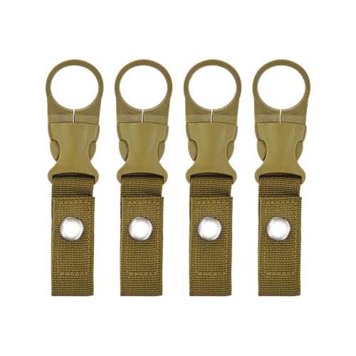 pson 4Pcs 1.37 Inch Portable Water Bottle Clip Holder, Hanging Bottle Buckle Keychain Ring for Outdoor Camping Hiking Travel(Khaki) - color: Khaki