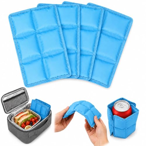 4 Pack Flexible Ice Packs for Lunch Boxes & Coolers, Lightweight - color: Light blue