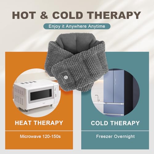 uncn Microwavable Heating Pads for Neck and Shoulders Pain Relief Microwave Heat Pack Versatile Weighted Moist Heated Neck Wrap Reusable Herbal Nature Calming Beanbag Warm Compress 29X7 in 2.4Pounds