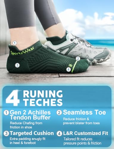 Juclise Women's No Show Compression Running Socks, 3 Pairs - color: Midgrey Aqua+washed Denim+storm Teal, size: Small