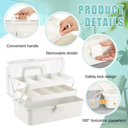 2 Pcs 13 Inch 3-Layer Tackle Box Organizer, Adjustable, White - color: White