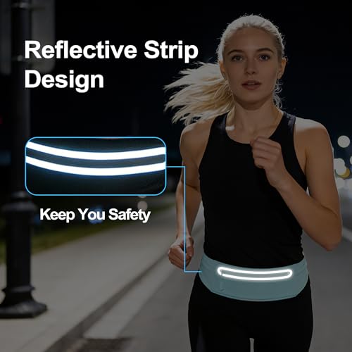 Slim Running Belt for Women Men,Phone Holder Waist Pack,Runners Fanny Pack - color: Light Blue