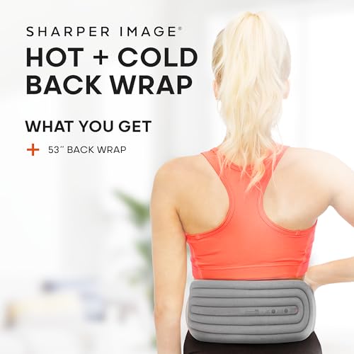 Sharper Image® Hot + Cold Back Wrap, Adjustable Fit, Soothing Heat & Revitalizing Cold Therapy, Portable Ice Pack, Workout Soreness Recovery Compression, Lumbar Heating Pad, Period Cramp Pain Relief