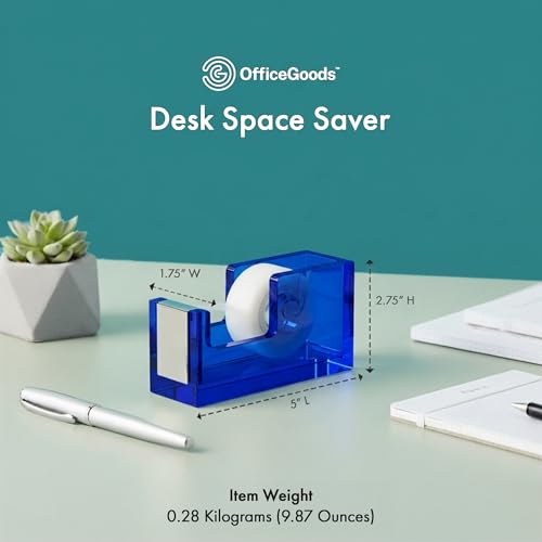 OfficeGoods Acrylic Tape Dispenser, Aesthetic and Compact Design, Blue - color: Blue