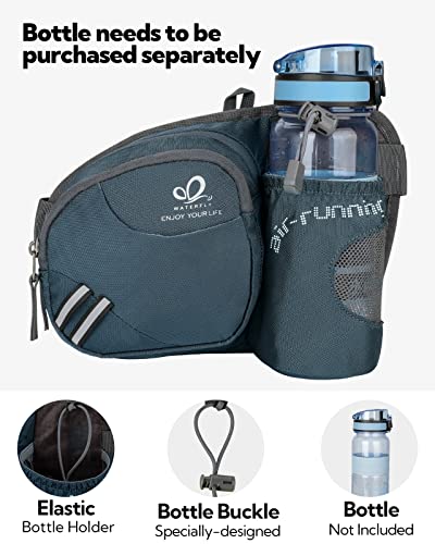 WATERFLY Fanny Pack Waist Bag: Waist Pack for Women Men with Water Bottle Holder Hiking Fanny Pack for Running Walking DogWalking Travel Cycling - color: dark blue