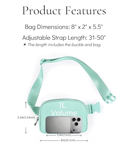 YOSHUYUKI Fanny Pack Crossbody Bag Trendy Waterproof Small Cross Body Purse for Women Men Fashion Waist Packs Mini Belt Pouch Chest Bum Hip Bag Lulu Dupes for Travel Vacation Running Matcha Cream - color: Matcha Cream
