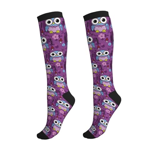 Compression Socks, Unisex 15-20 mmHg Knee High Support Socks - color: Owl