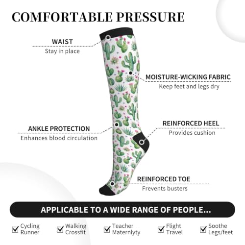 Tie Dye Compression Socks Knee High Support Socks For Women Men Running Athletic Hiking - color: Cactus