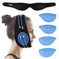 Comfpack Wisdom Teeth Ice Pack Head Wrap After Surgery, 4 Reusable Hot & Cold Therapy Gel Ice Packs for Face Swelling, TMJ, Chin, Oral Pain, Facial Surgery, Jaw Pain, Black - color: Black