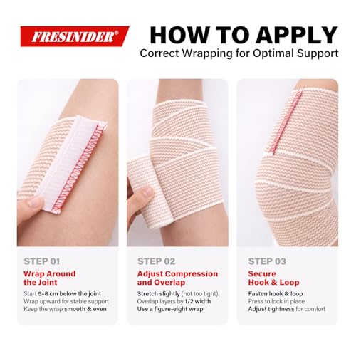 FRESINIDER Premium Elastic Bandage Wrap 8 Pack, 2-6 Inch, Hook and Loop - color: 8 Pack Value Pack