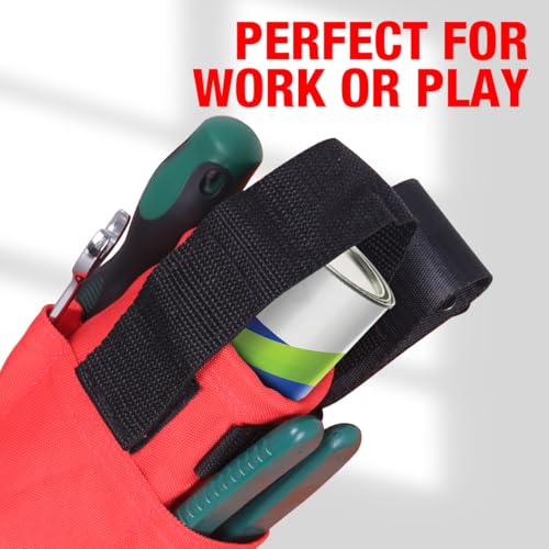 Spray Can Holder, Waterproof Spray Paint Can Holster, Heavy-Duty Spray Bottle Tool Belt Clip with Storage Pockets for Construction, Painting & Land Surveying, Red (Without Zipper)