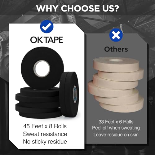 OK TAPE 8 Rolls Athletic Tape, 0.3 Inch Finger Tape, Jiu Jitsu Sports Tape - color: 0.3-black, size: 15 yards