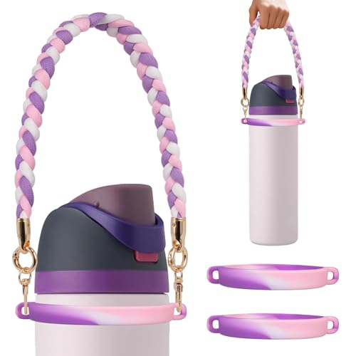 HEYSKAY Water Bottle Handle Strap for Stanley 20-40oz Tumbler Handle Strap - color: Purple Pink