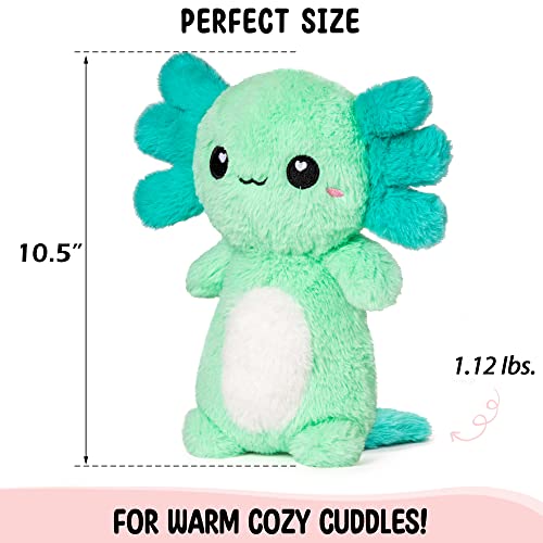 Axolotl Microwavable Stuffed Animals Unscented Heating Pad, Mint, 1.5lbs Soft Cozy Kawaii Hot and Cold Plushie Heating Pad for Women and Kids, Cute Warm Pillow Plush Gifts for Axolotl Lovers - color: Mint Axolotl