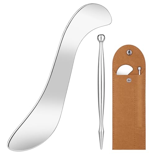 Stainless Steel Acupressure Pen and Scraper Set, 2-Piece Body Gua Sha Tools