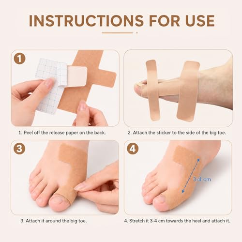 40 Pcs Pre-Cut Bunion Support Tape, Elastic Breathable Latex-Free Kinesiology Tape, Self-Adhesive Hallux Valgus Toe Strips, Skin-Friendly Foot Care Support Strips for Men Women Daily Use (Black) - color: Black