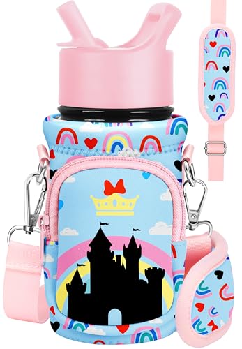 Miss Adola Kids Water Bottle Carrier, 10-18 Oz - color: Rainbow Castle