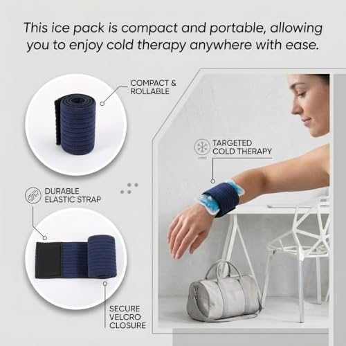 6 Pack Ice Pack Extension Straps - 35"x3" Elastic Wrap for Hot & Cold Packs - color: Blue