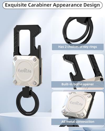ExtreLife Keychain, Works with Apple Find My, Bottle Opener, Carabiner Car Key Chains with Gps Tracker - color: Pearl White