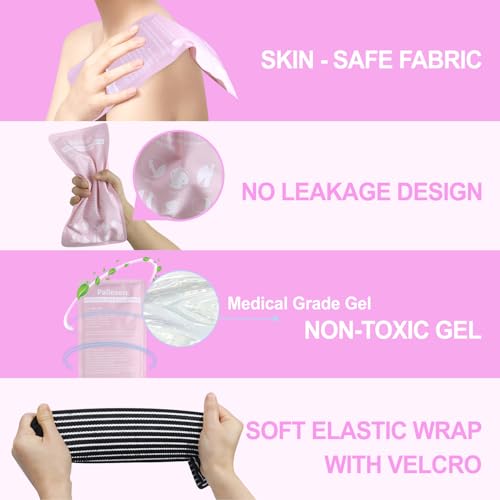 Pallesen Ice Packs for Injuries Reusable, Knee Ice Pack Wrap,Reusable Gel Hot Pack & Cold Pack Compress for Pain Relief,Rehabilitation, Flexible Therapy, for Knee, Back, Neck, Wrist, Ankle Pink - color: Pink