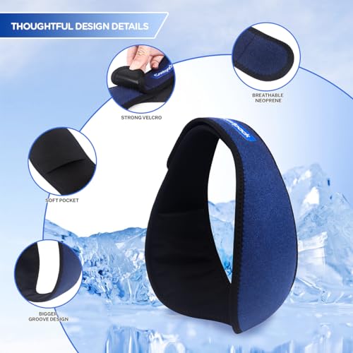 Comfpack Wisdom Teeth Ice Pack Head Wrap After Surgery, 4 Reusable Hot & Cold Therapy Gel Ice Packs for Face Swelling, TMJ, Chin, Oral Pain, Jaw Pain, Dark Blue - color: Dark Blue