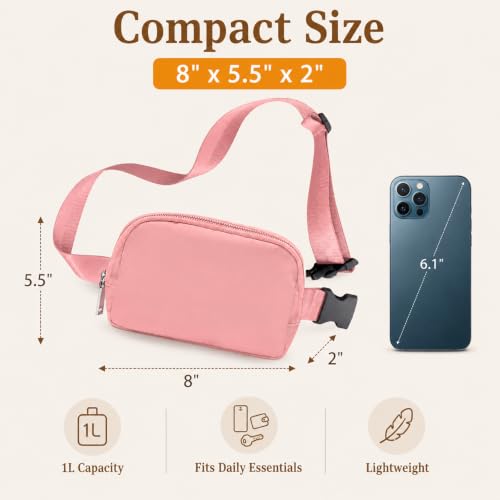 Fanny Pack, Adjustable Crossbody Waist Bag, Pink - color: Pink