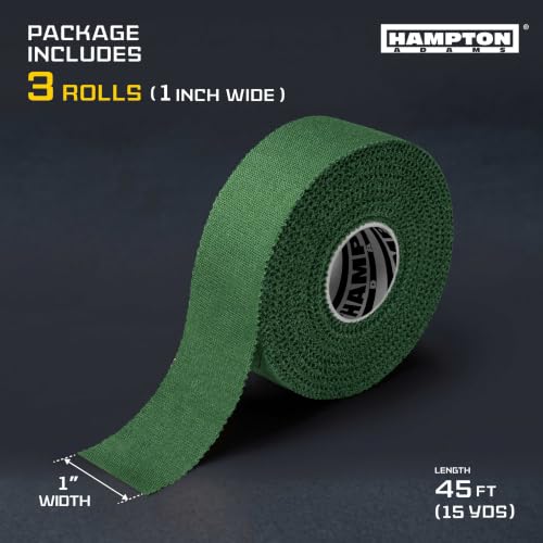 Hampton Adams Athletic Sports Tape, Very Strong, Easy Tear, No Residue - color: Hunter Green (1 Inch)