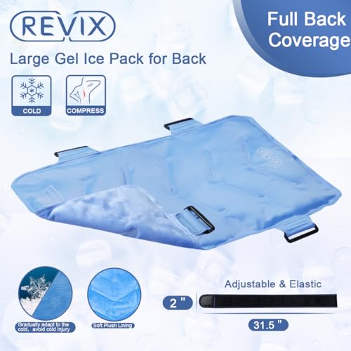 REVIX XXL Full Back Ice Pack Wrap, Large Gel Packs for Injuries Reusable - color: Blue