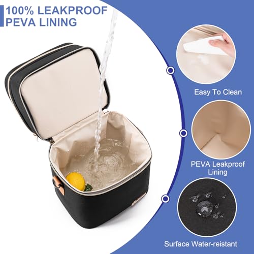 Breastmilk Cooler Bag with Ice Pack Fits 6 Baby Bottles Up to 9 Ounce, Double Deck Leak-Proof Baby Bottles Bag with Shoulder Strap for Nursing & Working Mom, - color: Black