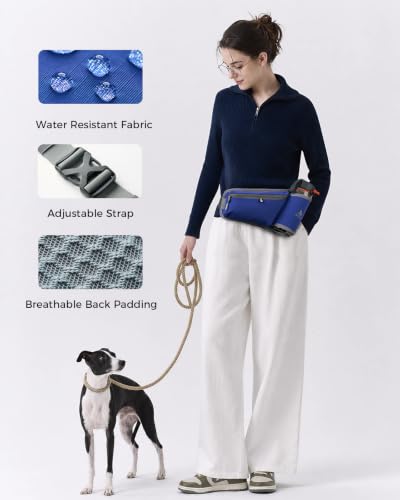 Fanny Pack with Water Bottle Holder, RFID Blocking Running Belt Bag - color: Blue