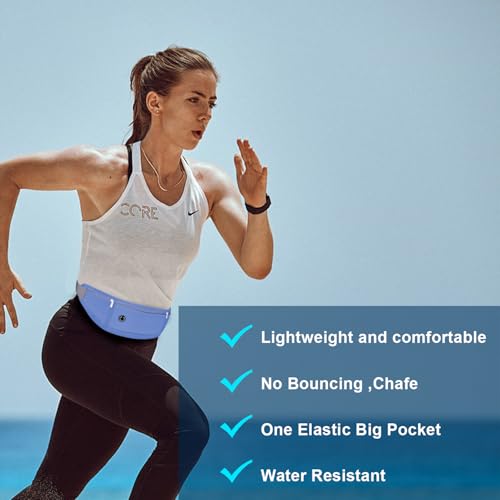 Slim Running Belt for Women Men,Runners Fanny Pack Phone Holder,Money Belt,Running Gear Accessories,with 3 Pockets.(Blue) - color: Blue