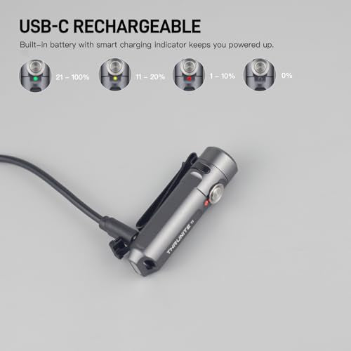 ThruNite Ti Mini Keychain Flashlight USB-C Rechargeable 650 Lumens (Grey)