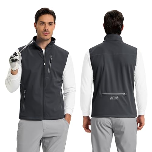 Outdoor Ventures Men's Running Golf Vest Outerwear Lightweight Windproof - color: Cool Grey, size: Large
