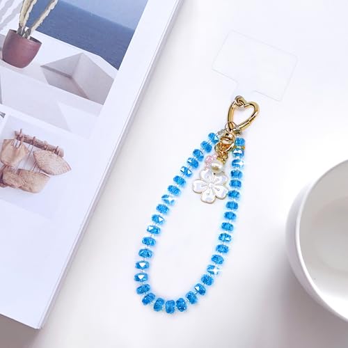 C.J.M.K Beaded Phone Wristband, Lanyard Chain - color: 02-blue