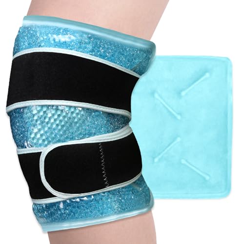Ice Pack for Knee Pain Relief Reusable Gel Ice Wrap for Leg Injuries Swelling Knee Replacement Post-Surgery Recovery Adjustable Cold Therapy Wrap for Arthritis Meniscus Tear and ACL (Blue) - color: Blue