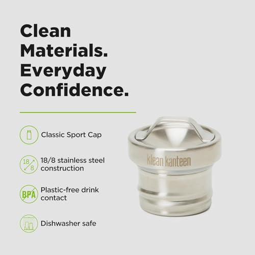 Klean Kanteen Classic Steel Loop Cap – Leak-Proof, Dishwasher-Safe, BPA-Free – Brushed Stainless