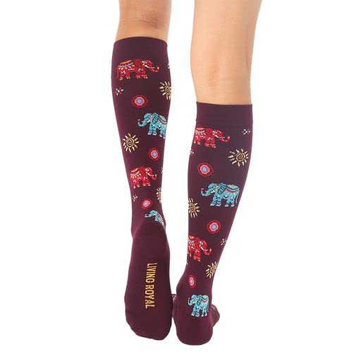Living Royal Compression Socks - Graduated Compression 15-20mmHg, Padded Cushion Bottom Fun Socks, Moisture-Wicking - color: Elephant