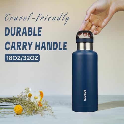 BJPKPK 32oz Insulated Water Bottle Stainless Steel Water Bottle with Handle - color: Drak Blue, size: 32 Ounces