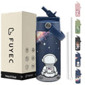 14 oz Insulated Water Bottle with Straw Lid and Handle, Stainless Steel Leak Resistant Travel Bottle for Lunch, Backpack, Camping, Navy Space - color: Universe