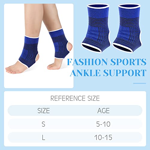 Haysandy 4 Pcs Kids Ankle Brace Support, Dark Blue, 5-10 Years - color: Dark Blue, size: 5-10 Years