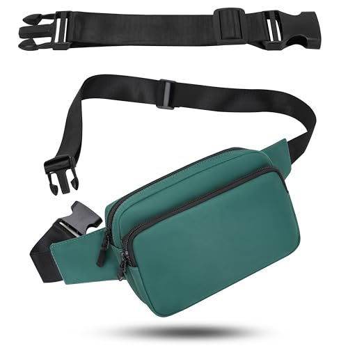 Fanny Pack Nylon Mini Belt Bag Everywhere Belt Bag for Women Water Repellent Waist Packs Crossbody Bags with Adjustable Strap - color: Green