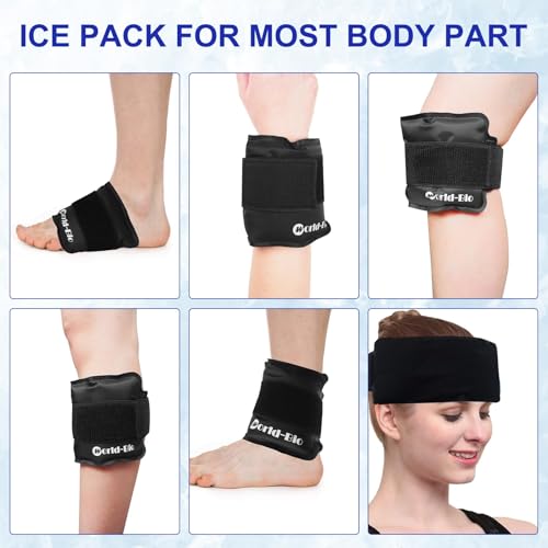 2 Pack Gel Ice Pack Wrap with Strap, Ice Pack for Injuries Reusable, Hot Cold Therapy Wrap, Elbow Ice Bag Wrap, Flexible Soft for Arm, Wrist, Hand, Foot, Ankle