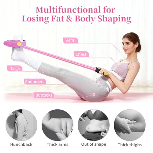 Pedal Resistance Band with Handle, Upgraded 6-Tube Exercise Bands - color: Pink
