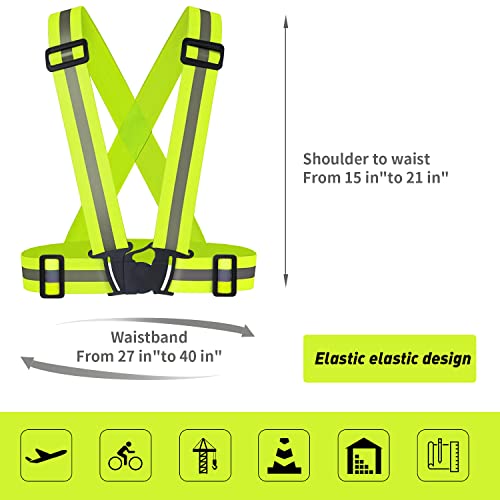 2 pcs Reflective Vest, Adjustable High Visibility Reflective Safety Straps Gear for Run, Cycling,Pet Walking - color: Yellow