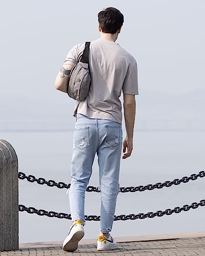 WATERFLY Fanny Pack Waist Bag: Large Crossbody Fannie Bum Belt Bag Hip Phanny Pack for Men Women Outdoor Sport Hiking Traveling Walking - color: Light Gray